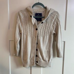 Corded tan button up sweater/ cardigan